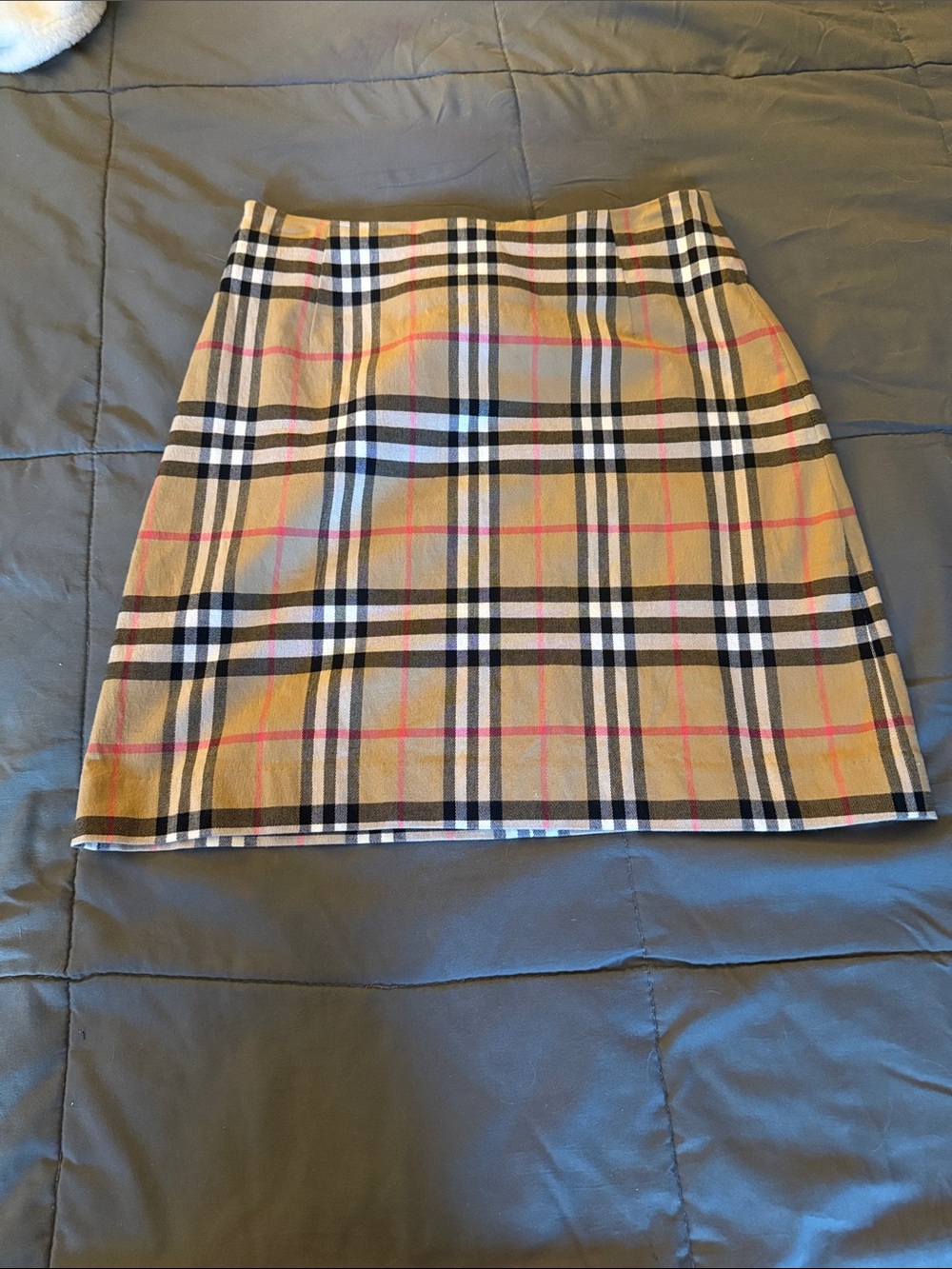 Burberry Tan Plaid Mini Skirt with Pink Accents